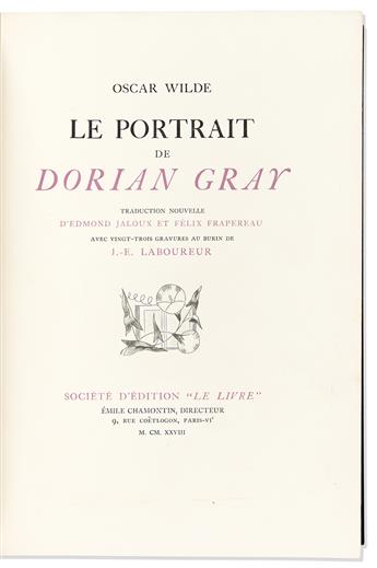 Wilde, Oscar (1854-1900) & J.E. Laboureur, illus. (1877-1943) Le Portrait de Dorian Gray, extra-illustrated in a fine binding.
